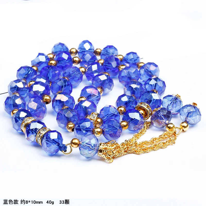 

Handmade tassel islamic rosary prayer beads bracelet muslim crystal jewelry, As pictures