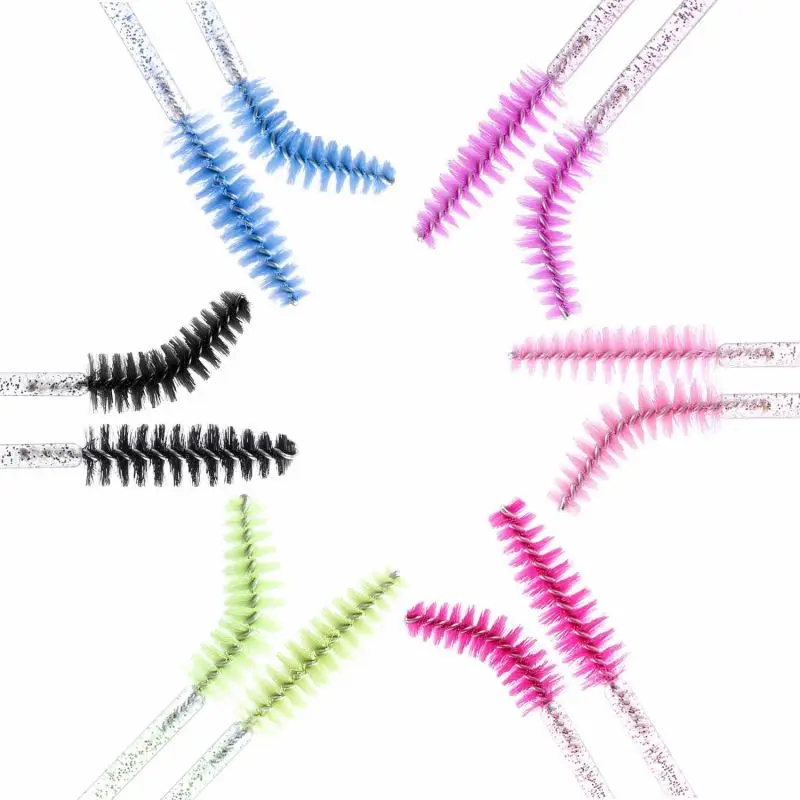 

Disposable crystal makeup brush applicator mascara wands ,symc glitter handle eyelash brush, Black, pink, blue, green, red and purple