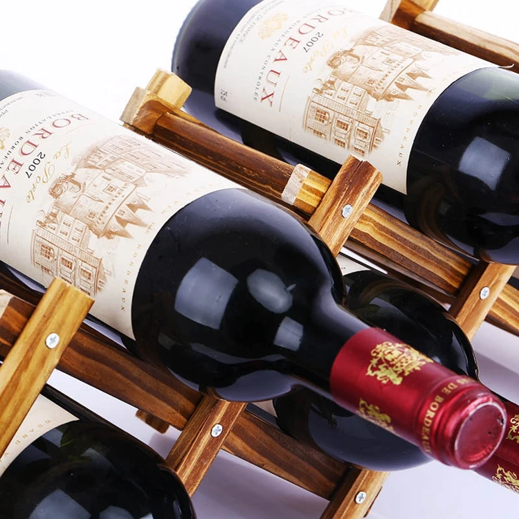 
2020 Custom New Arrival Wooden Wine Bottle Holders Creative Practical Collapsible Living Room Cabinet Red Wine Display Racks 