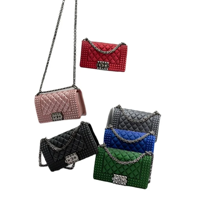 

2021 Fashion Luxury Rainbow Purse Chain Lady Colorful Bags Candy Jelly Hand Bags Handbags Clear Women Purses Handbag Jelly Bag, As pic