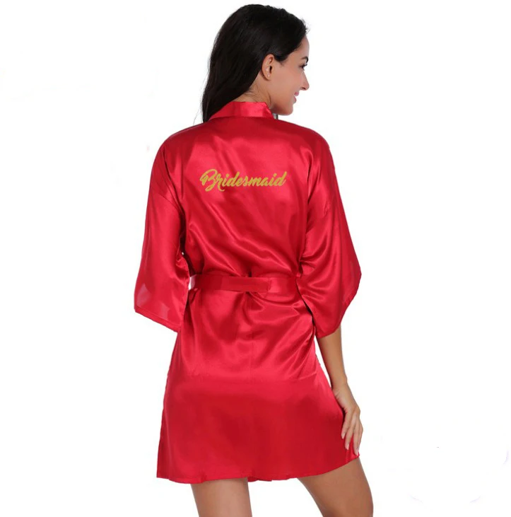 Wedding Bridesmaid Bride Embroidery Bridesmaid Bathrobe Silk Robe
