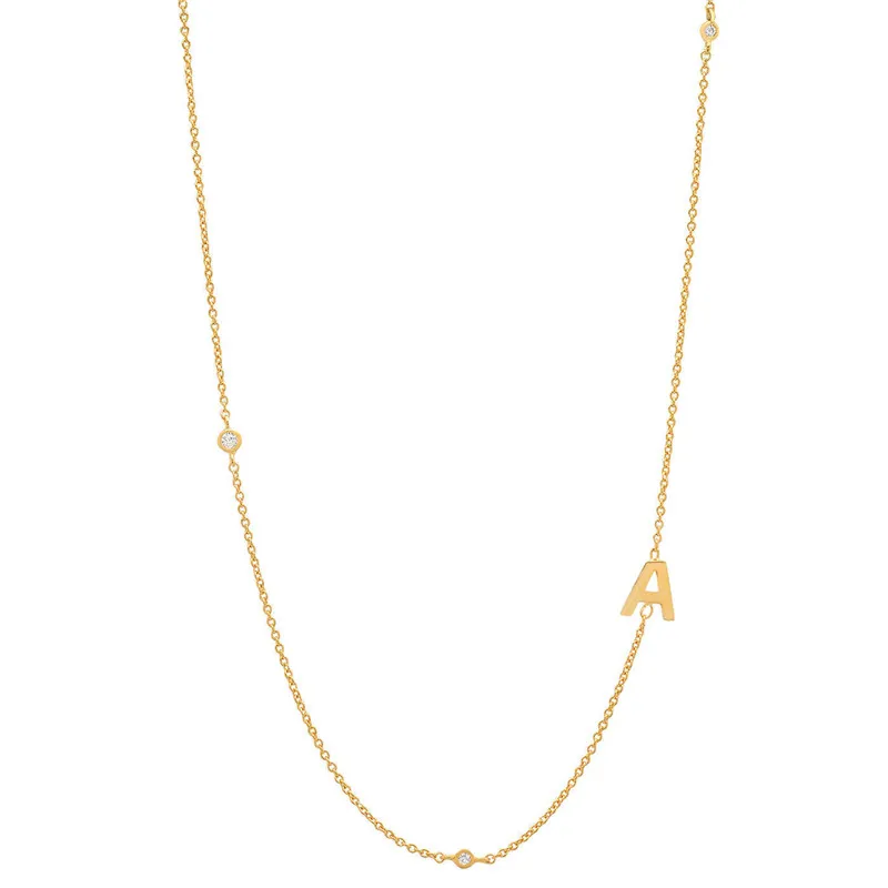 

Wholesale Price Minimalist 18K Gold Plated Stainless Steel Jewelry Personalized A-Z 26 Inital Sideway Letter Necklace for Women