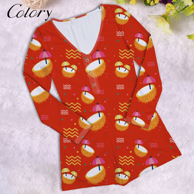 

Colory Shorts Long Sleeve Faux Silk Sleepwear, Picture shows