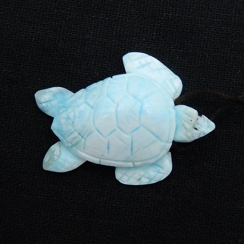 

Carved Larimar Tortoise Gemstone Pendant, 38x30x10mm,9.4g, Natural