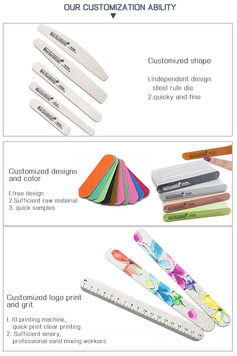 Wood Sanding Nail Files Straight Disposable Emery Board Abrasive Nail