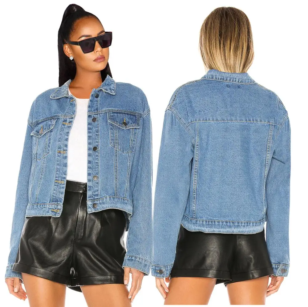 

Autumn winter casual fashion short denim jacket lapel pocket single breasted long sleeved denim coat