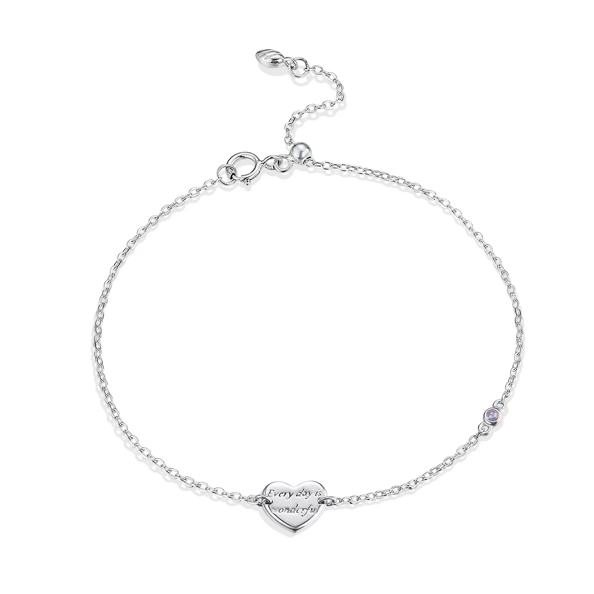

Designer Bracelet Simple Heart Charm Link Chain Bracelet Wholesale 925 Silver Jewelry