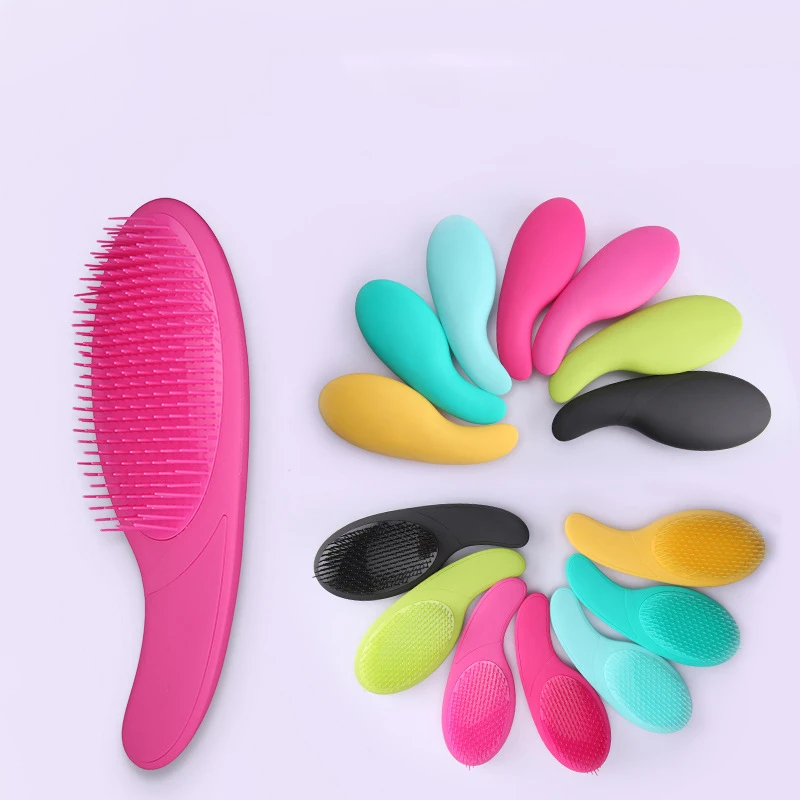 

Customized color logo detangling hair brush comb classic detangling hair brush for curly hai, Black