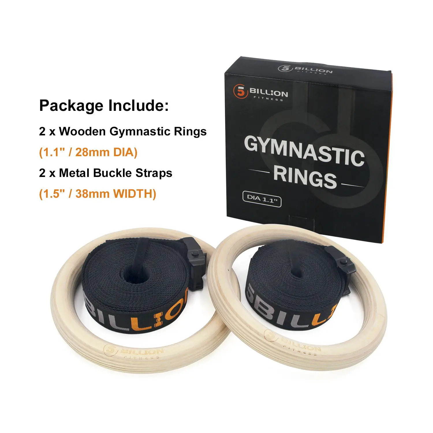 

High Quantity Fitness Training Numbered Straps Wood Gymnastic Rings, Wood color ring, black strap