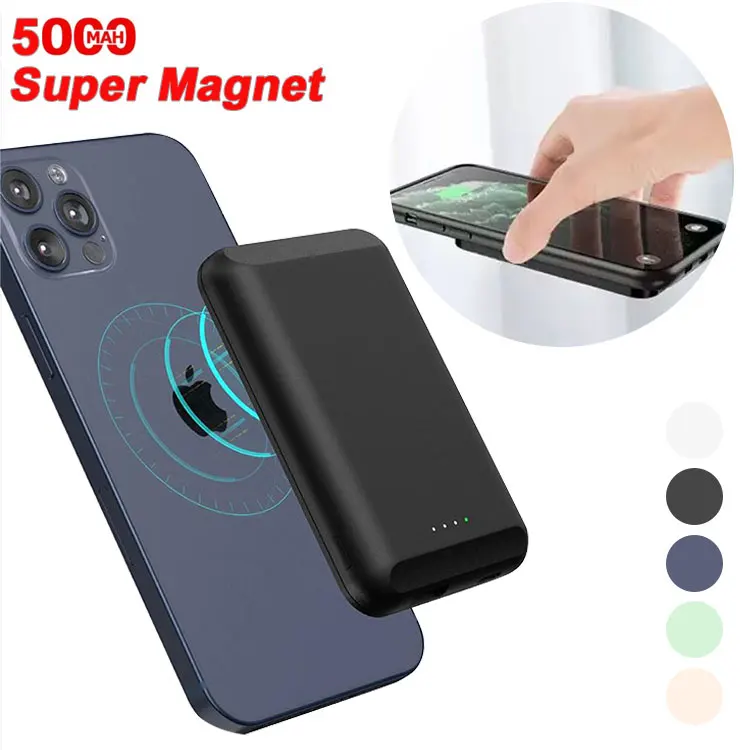 

Magsaf Wireless Charging treasure Ultra-thin Magnetic Charger Power Bank built-in 5000mah Battery For iphone 12 pro Max, White/black/pink/green/blue