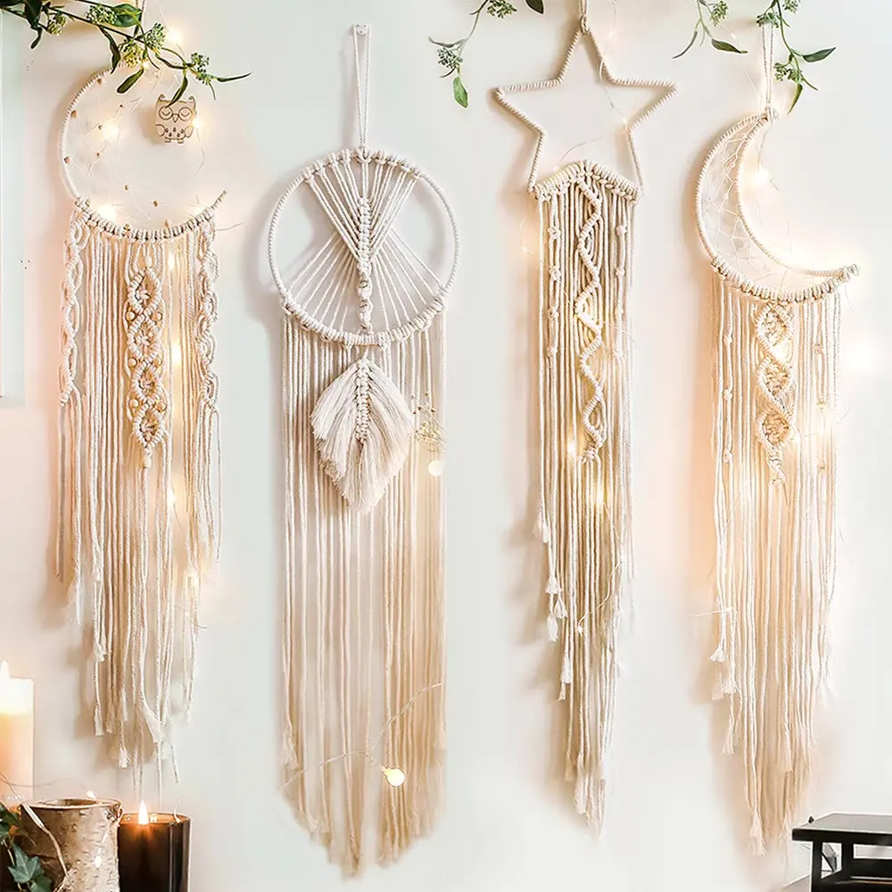 

Wedding Decor Wholesale Macrame Moon Dream Catchers Led Dreamcatcher Tapestry Handmade Wall Hanging Wedding Hogar Decor