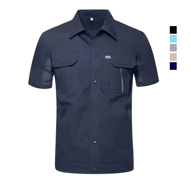 

summer men custom work shirt with logo working clothes workshop auto mechanic mechan shirt uniform for construct, Customer's request