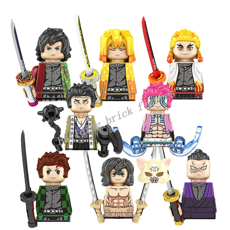 

KF6162 Demon Slayer Kamado Tanjirou Himejima Gyoumel Akaza Hashibira Inosuke Agatsuma Mini Building Blocks Figures Kid's Toys