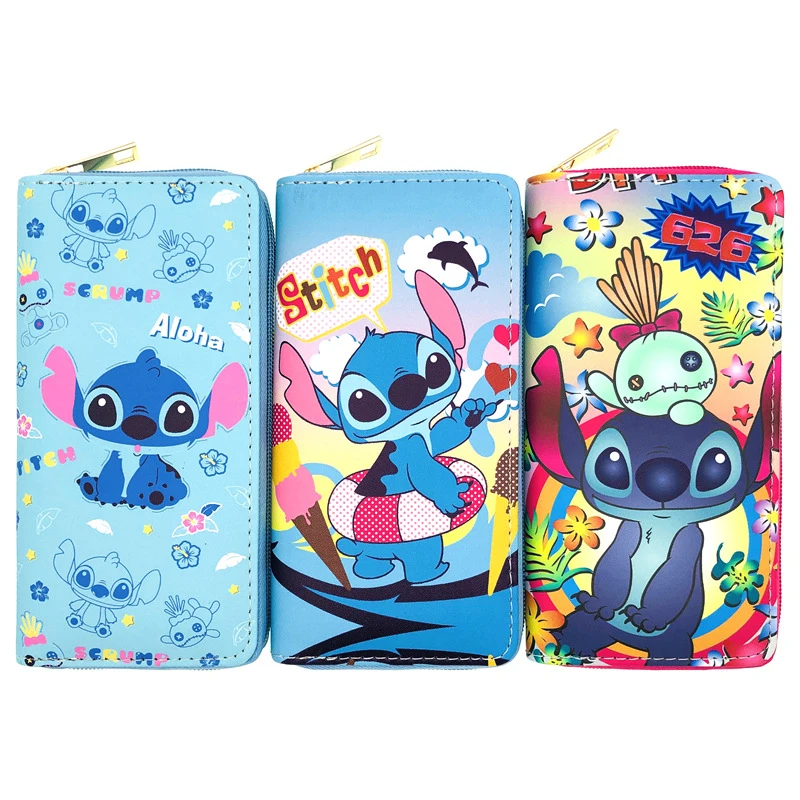 

Professional PU Wallets Supply Cartoon Zipper Coin Purse Suitable for Teenage Boys and Girls Cosmetic Bag Lilo and Stitch Wallet