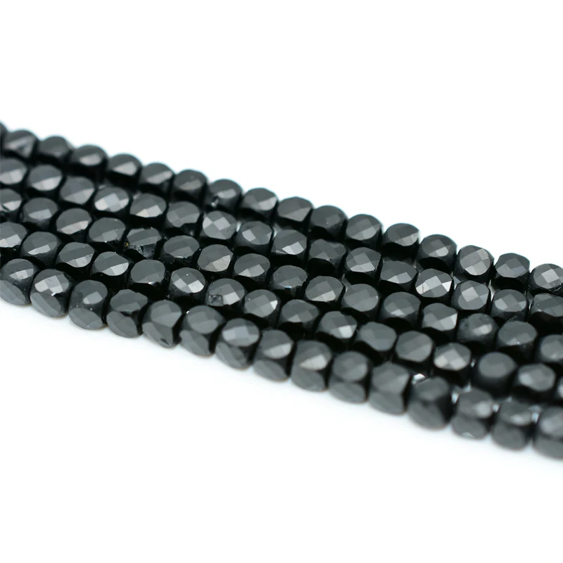 

4.2*4.2mm High Quality Natural Faceted Black Tourmaline Beads For Jewelry Making
