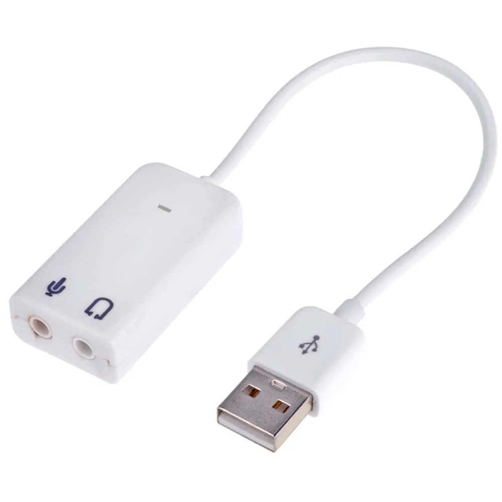 

GAZ-AU7 Hot Sale 2.0 Virtual 7.1 Channel External USB Audio Sound Card Adapter Sound Cards For Laptop PC Mec With Cable, White