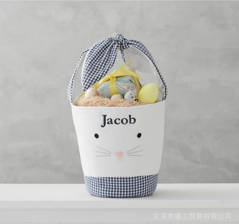 

Wholesale New Style Easter Bunny Rabbit Bucket Bow Candy Bags Holiday Fashion Kid Handbag
