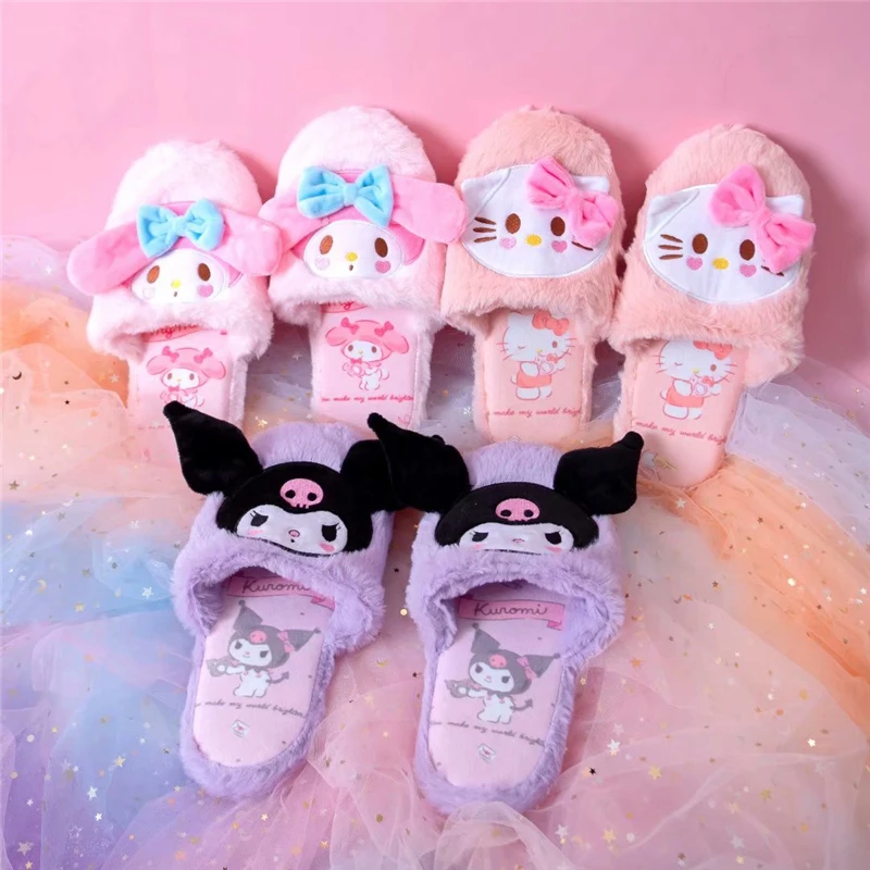 

Warm Slippers Girl Women Slippers Indoor Shoes Cartoon Animation Kawaii Japanese Style Non-slip Home Decora Kuromied Comfortable
