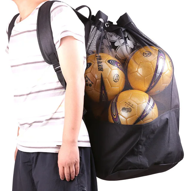

Durable Adjustable Drawstring Mesh Sporting Accessories Soccer /Rugby /basket ball Soccer Bag, Black