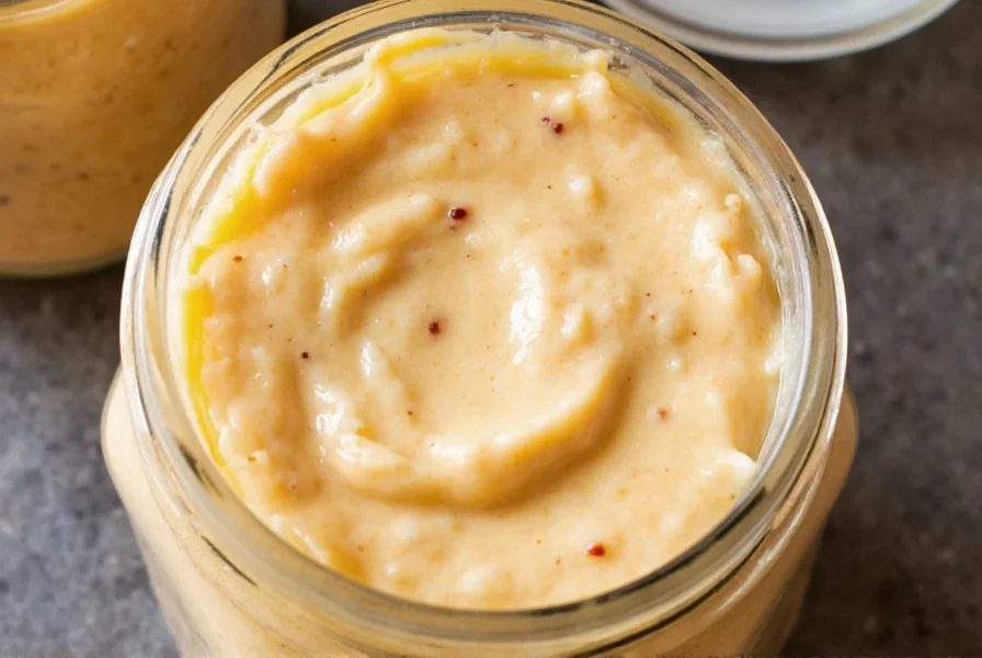 Close-up view of pepper ranch preserve in glass jar showing creamy texture with visible pepper pieces