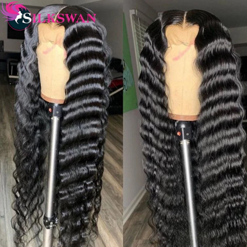 

Raw Virgin 13x4 Transparent Lace Frontal 100% Human Hair Wigs Deep Wave And Water Wave 10-40 inches For Woman Brazilian Wigs