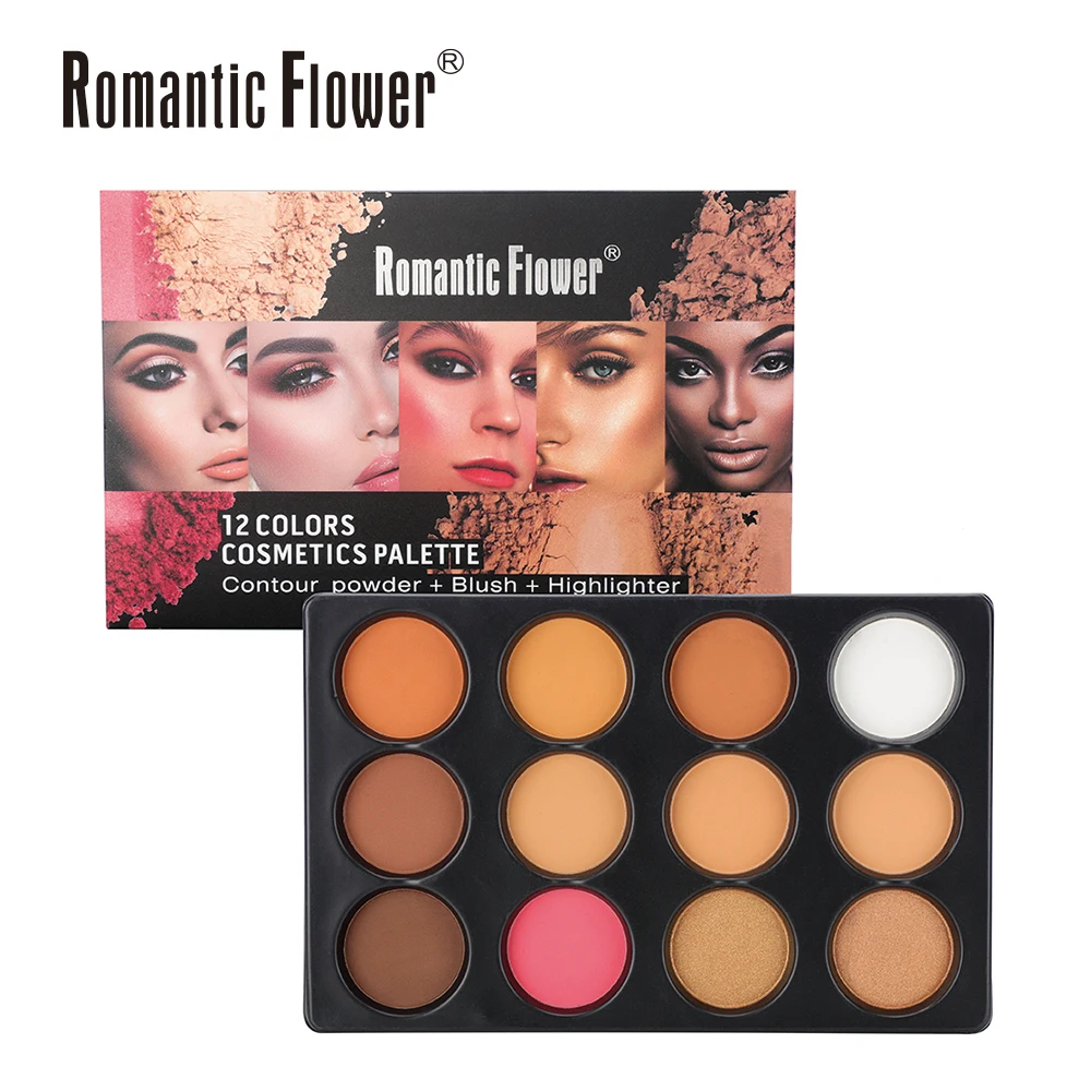 12 Color 3 in 1 Contour Powder Face Makeup Cosmetic Palette for Dark Skin