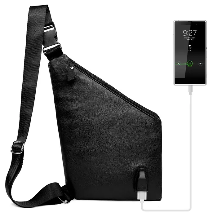 

Custom Brand Sling Bag Wholesale Hot Selling Crossbody Bag High Quality Soft PU Leather Shoulder Chest Bag With USB Port