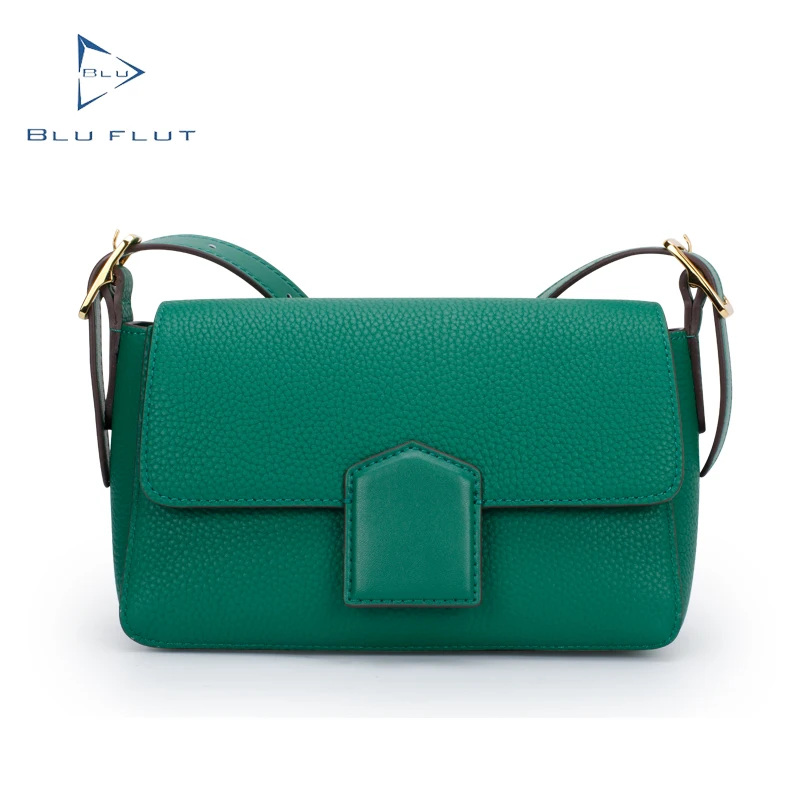 

Blu Flut new fashion black green full grain leather women shoulder bag sling bags cow hide leather ladies bag