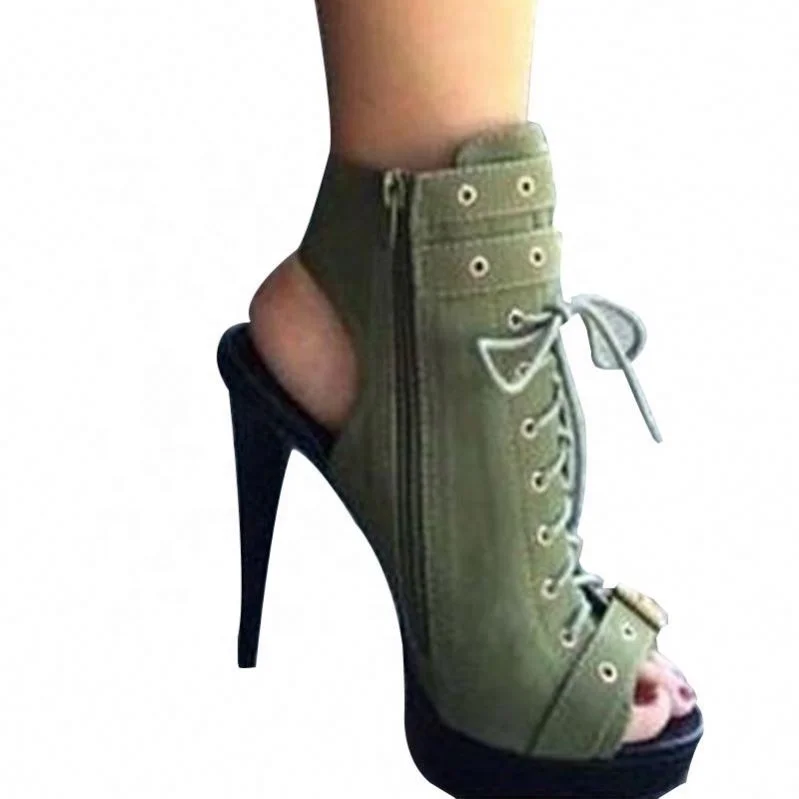 

Spring 2020 New Women Shoes Knitted Fabric High Heels, Green
