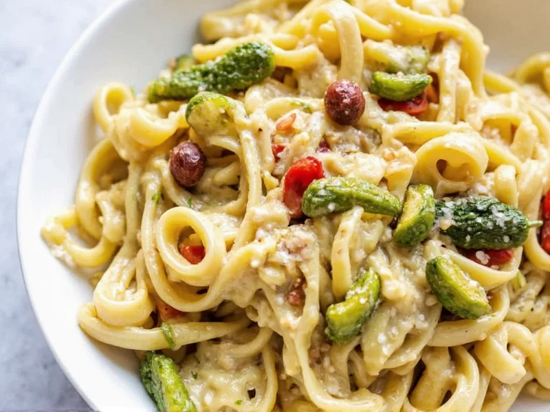 Vegan cream-free alfredo with roasted vegetables