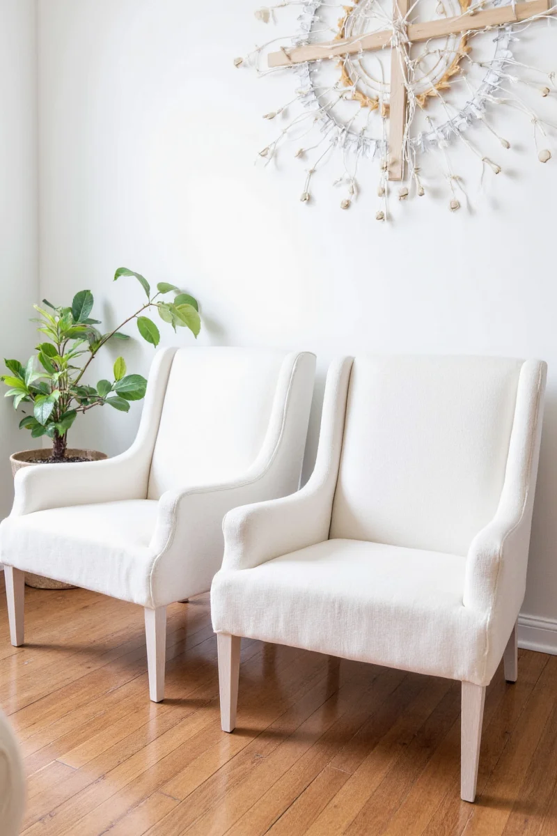 IKEA Slipcover Chairs in a family living room
