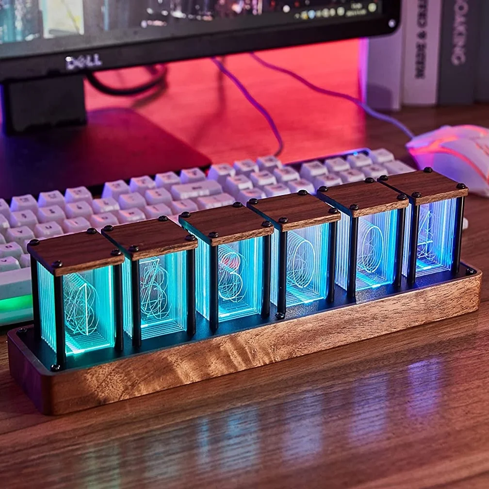 

Nixie Tube Clock Wood RGB Digital Clock