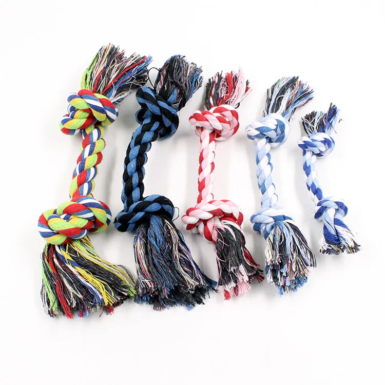 

Wholesale cheap price double-side knots pet chew toy cleaning teeth pet cotton rope toy, Customized color