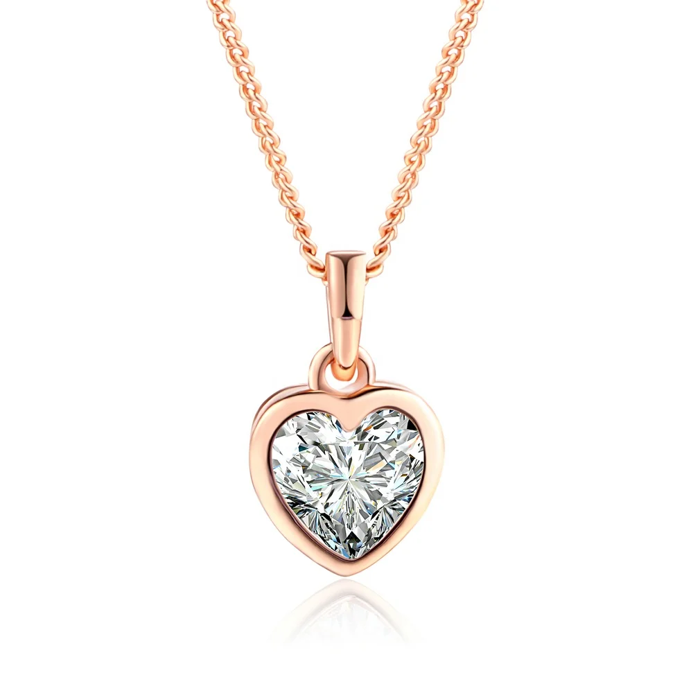 

2021 Collar De Corazon New Simple Design Jewelry CZ Diamond Love Heart Pendant Necklace N129-M, Picture