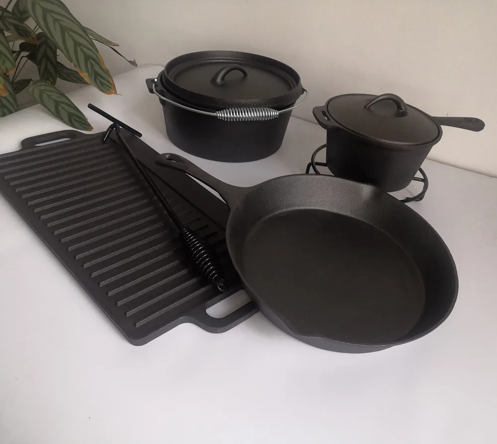 
Cast iron dutch oven , cast iron cookware , cast iron fry pan grill pan  (1600159477224)