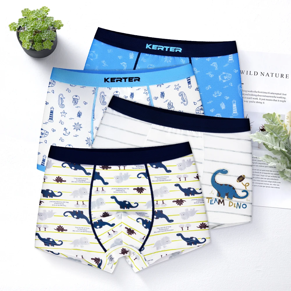 

Boy underpants with cartoon printing boxer cotton underwear for children kids cute animal logo teen underwear factory direct, Picture shows