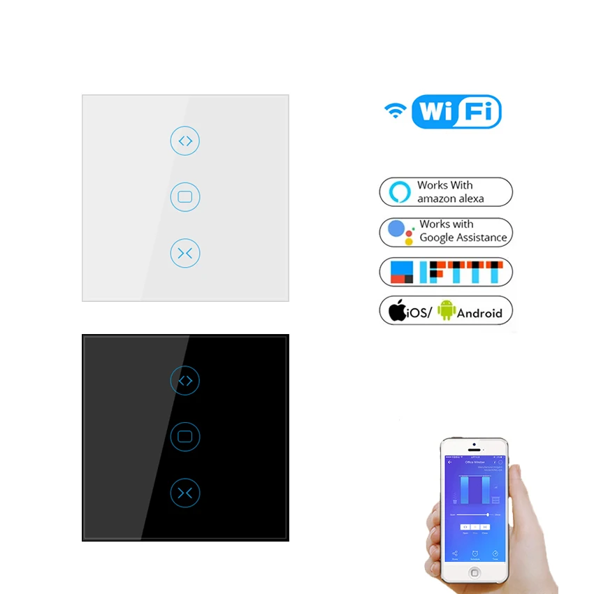 

Lonten New smart home EU/US Plug WIFI Smart Touch Curtain Switch Voice Control by phone app Control for Mechanical Limit Blind
