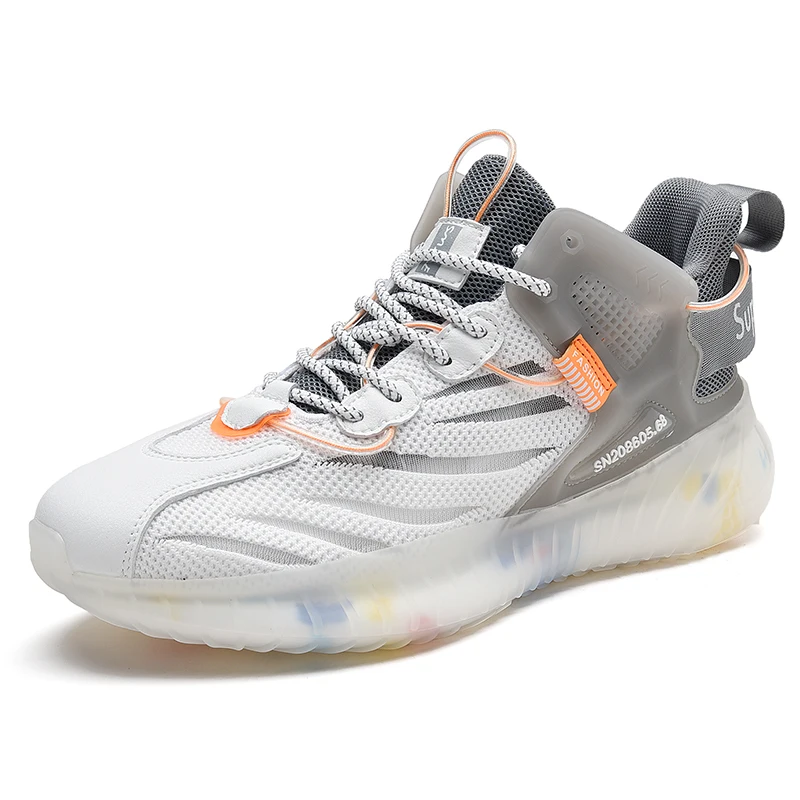 

The New Men All-match Sport Shoe Transparent Sole Comfortable Lace Up Mesh Breathable Fashion Sneakers Shoes, Optional