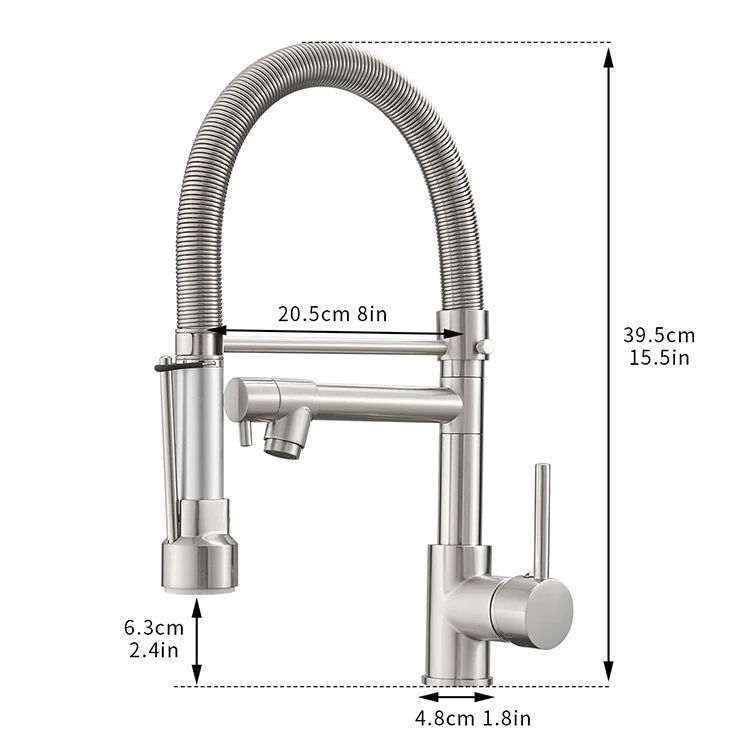 

Contemporary Thermostatic Double Outlet Pull Down Swan Neck Pull Out Kitchen Sink Faucets Taps With LED Light