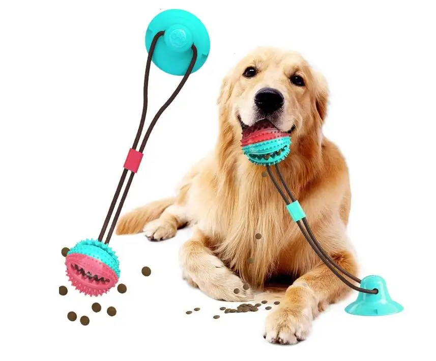 

2020 new durable pet molar teeth cleaning squeaky ball dog suction tug cup