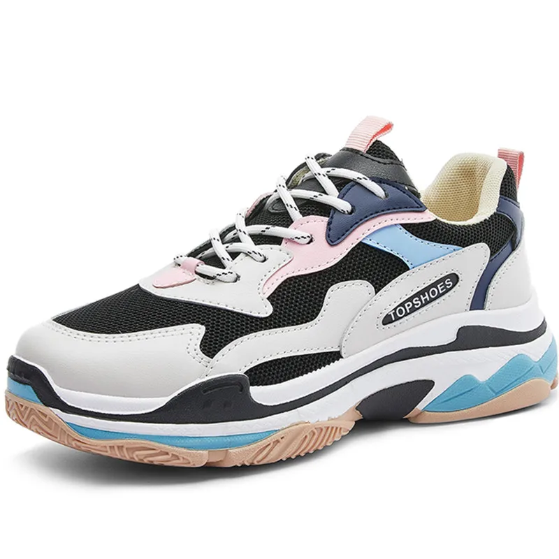 

Dropshipping Women Platform Mixed Colors Sneakers 2021 New Style Chunky Shoes Lady Thick Bottom Light Fashion Footwear