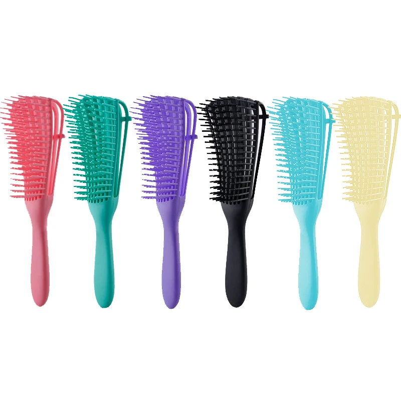 

WANMEI Wholesale custom logo products eight rows Plastic massage detangle hair brush for curly Detanglin hair Brush