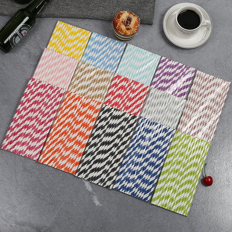 

Party Decoration Biodegradable Paper Straws Colorful Striped disposable Paper Straws, Picture