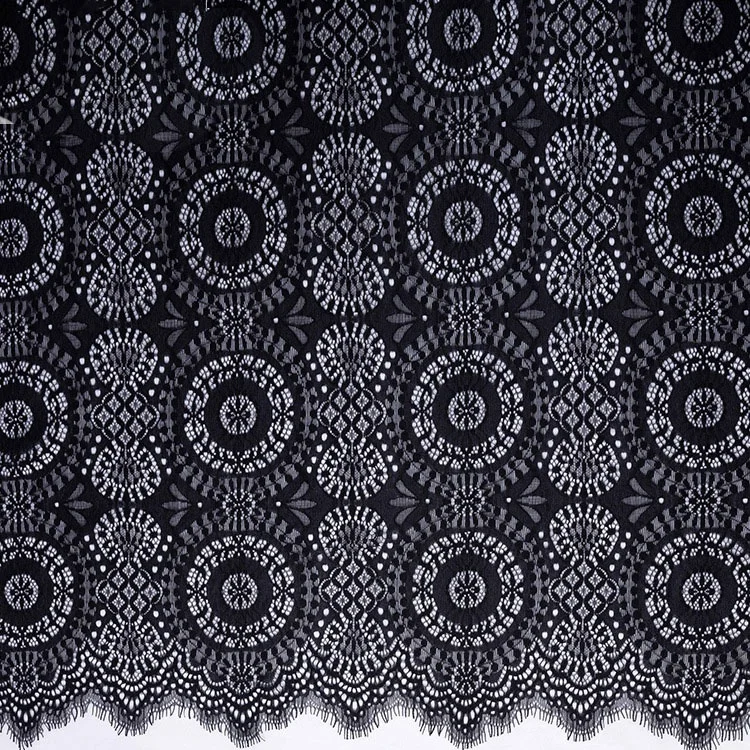 

Classy European style black eyelash lace fabric chantilly clothing accessories, Accept customized color