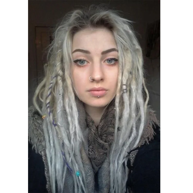 [HoHo Dreads] Factory Direct european grey color dreadlocks human hair extensions brazilian hair
