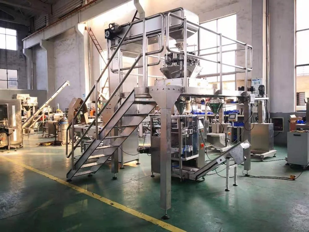 
CE automatic tobacco packaging line Z bucket feeder multihead weigher VFFS 