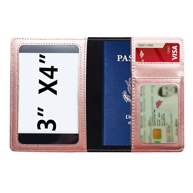 

2021Amazon hot vaccine card holder 4x3 inch passport and vaccine card holder cover Thin PU leather Travel wallet passport holder