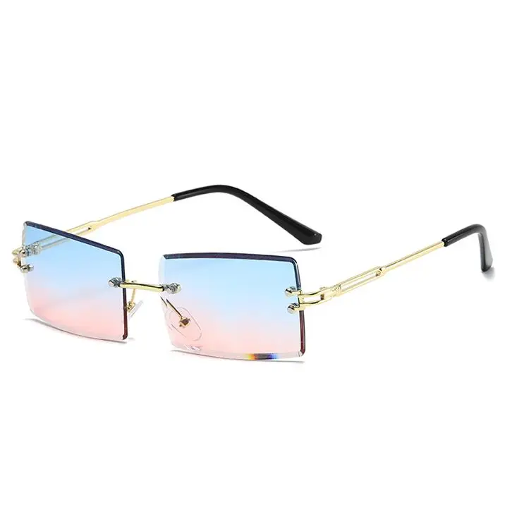 

Fashion Women Vintage Sunglasses Small Rimless Rectangle Sunglasses 2021