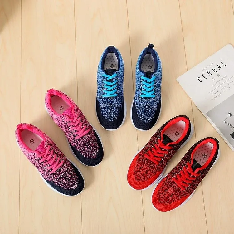 

Wholesale price ladies autumn walking style sneakers gradient ramp women's casual running shoes, Blue,red,rose red