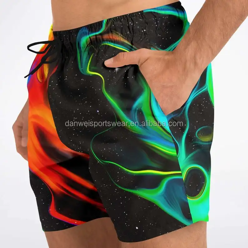 

black color lightening design fashion stylish swim shorts men stretch